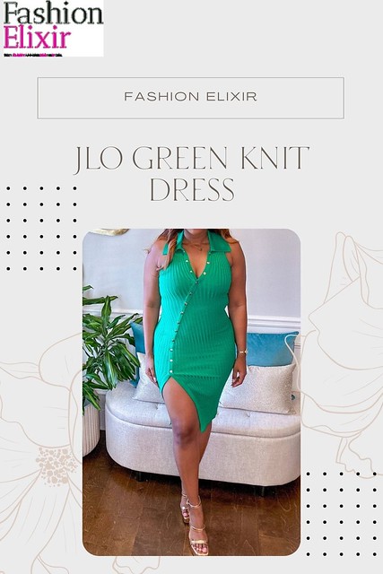 Buy the Jlo Green midi Knit Dress at Fashion Elixir