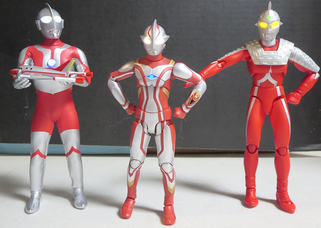Ultraman, Ultraseven, and Ultraman Mebius