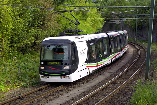 Tramway de Lille avec sa livrée Liane.