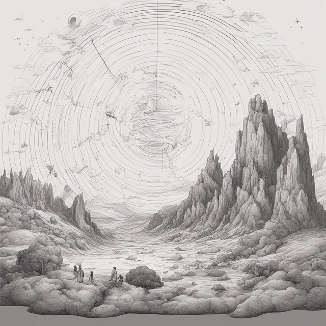 Dürer's Apocalyptic Vision: Line Art Rendition