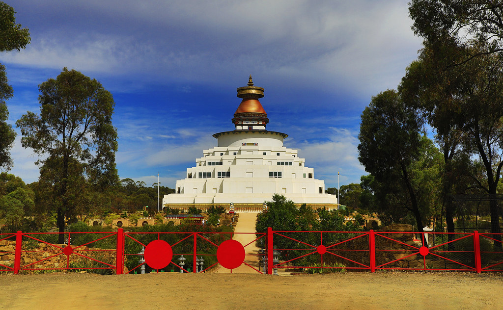 The Great Stupa of Universal Compassion: Autumn morning . . .