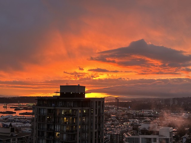 A blazing end to a dreary, wet day in Vancouver