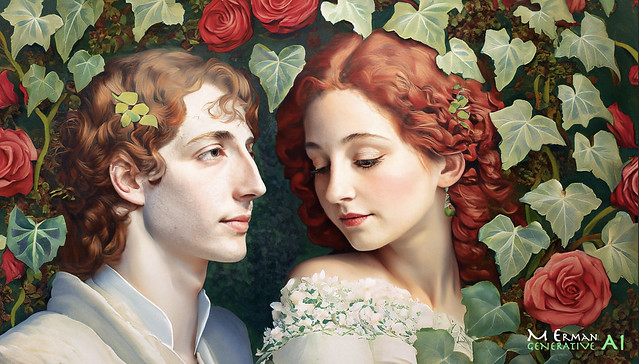 Ivy and red roses II