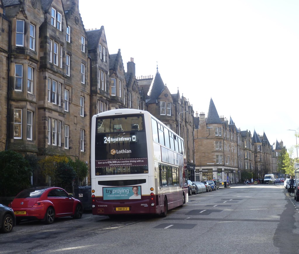 Route diverted!  Lothian 379 on Roseneath Street, Edinburgh
