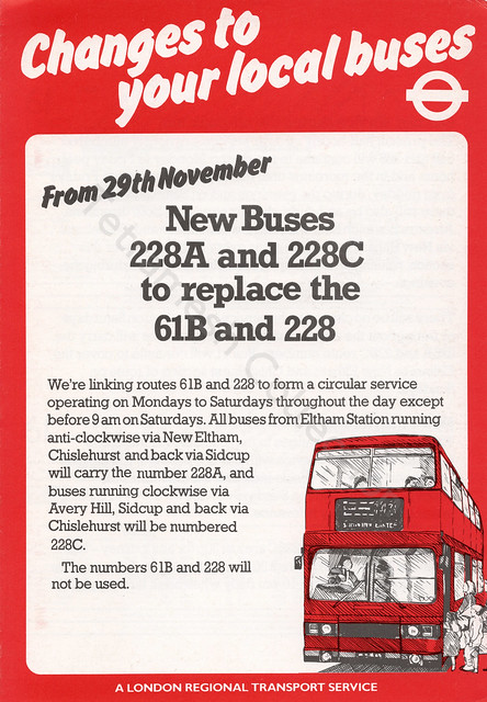 New Buses 228A and 228C to replace the 61B and 228
