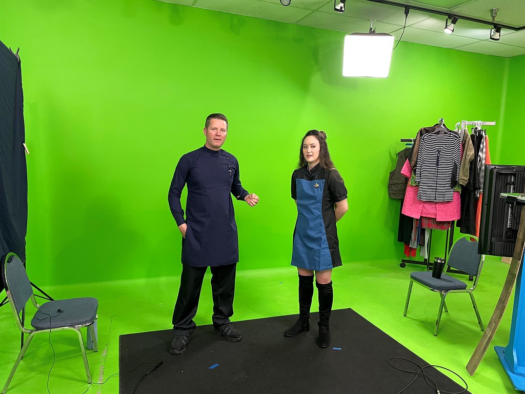 5-Episode Behind the scenes Lili-Fox-Lim and Bryan Kreutz posing on their markers studio A Captain's-Log-TV-Series