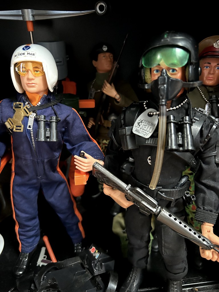Palitoy Action Man Helicopter Pilot and SAS Parachute Attack 1970s 1980s
