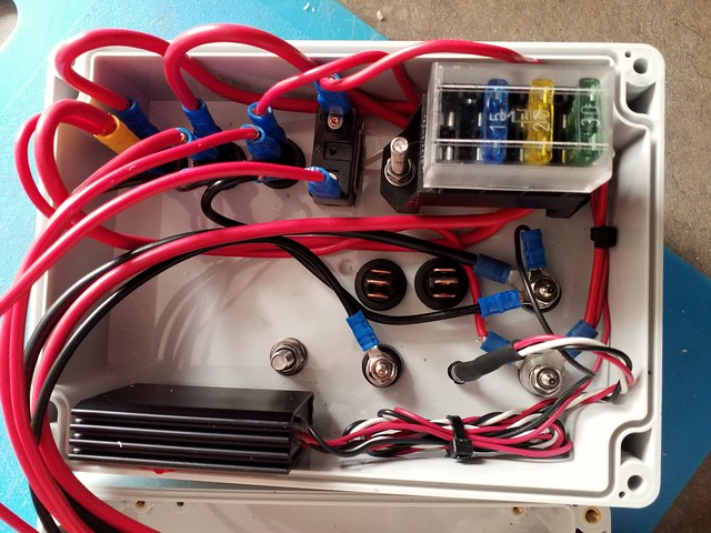 Close-up view of  basically completed internal wiring for home made saab c900 TSI box