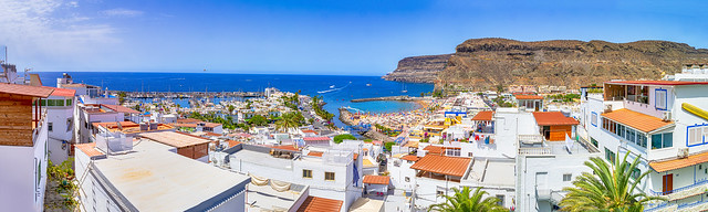 Spain Travel Ideas. Picturesque Scenic Landscape with Puerto de Mogan in Gran Canaria island in Spain