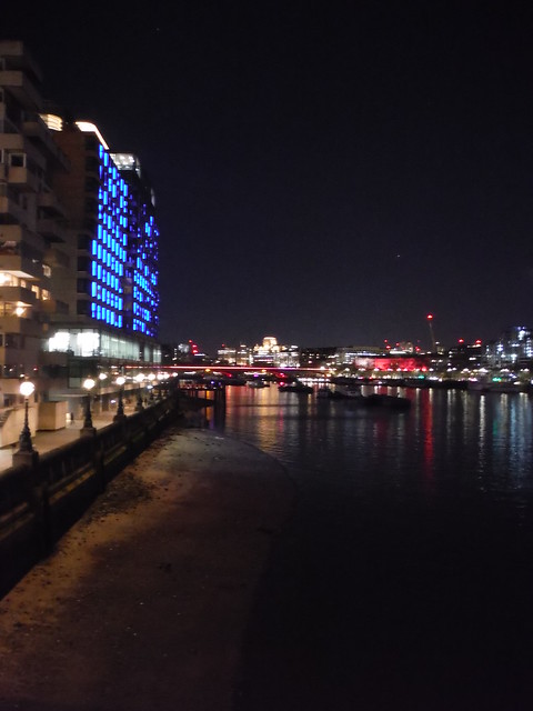 Upstream View along Sea Containers Hotel to Waterloo Bridge SWC Short Walk 57 - Illuminated River