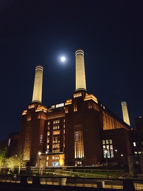 Battersea Power Station, view from the riverside path SWC Short Walk 57 - Illuminated River