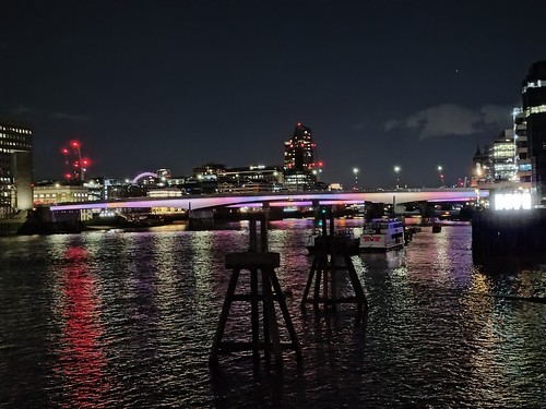 Upstream view to London Bridge and beyond, from the Northbank west of the Tower SWC Short Walk 57 - Illuminated River