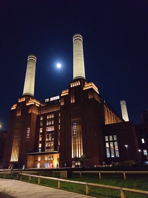 Battersea Power Station, view from the riverside path SWC Short Walk 57 - Illuminated River