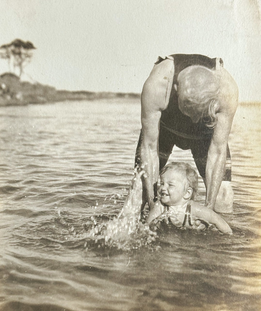 Jeoffrey and Grandpa Ned Merrell, Circa 1933