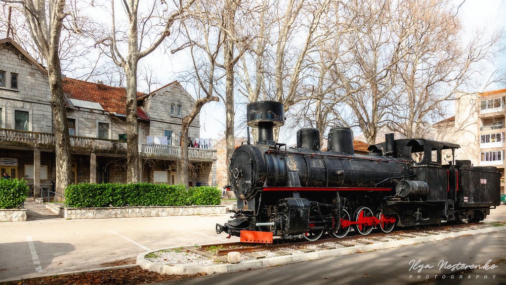 The old steam locomotive of the former Ćiro railway in Trebinje, Republika Srpska, Bosnia