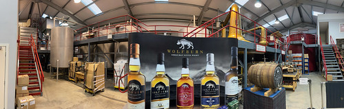 Panoramic photo inside Wolfburn distillery