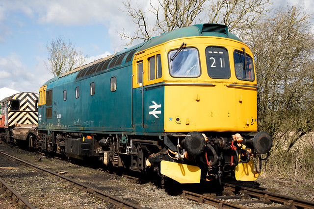 33201 British Railways BRC&W Class 33/2 shortly after being towed back to yard by 08701 after the crompton failed before departure at The Battlefield Line | Shackerstone, Leicestershire, UK 24/Mar/2024