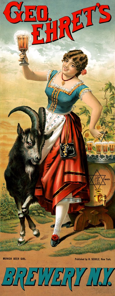 SCHILE, Henry. Geo. Ehret’s brewery, Munich beer girl, 1885