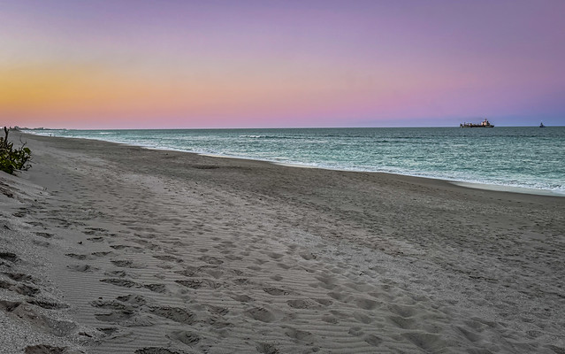 Atlantic Ocean and beach at dusk - Melbourne Beach FL