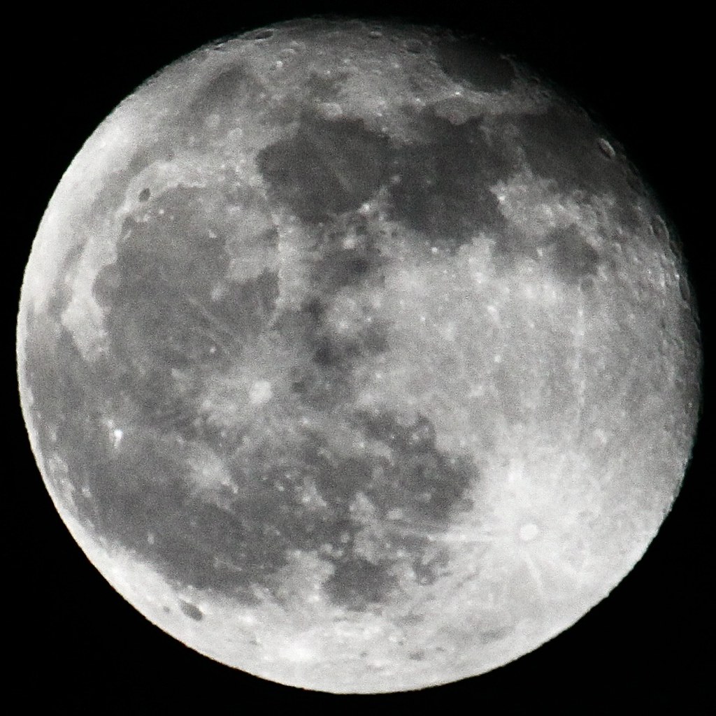 The moon March 26. 22;17 hrs GMT. (SE). 97.7%. 16 degrees altitude.