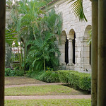St. Bernard de Clairvaux Church, a.k.a. The Ancient Spanish Monastery, North Miami Beach View through one of the cloister&#039;s arches. St. Bernard de Clairvaux is a 12th Century Spanish monastery cloister that was reconstructed in North Miami Beach and now serves as a Episcopal church. Photo was taken in 2002.