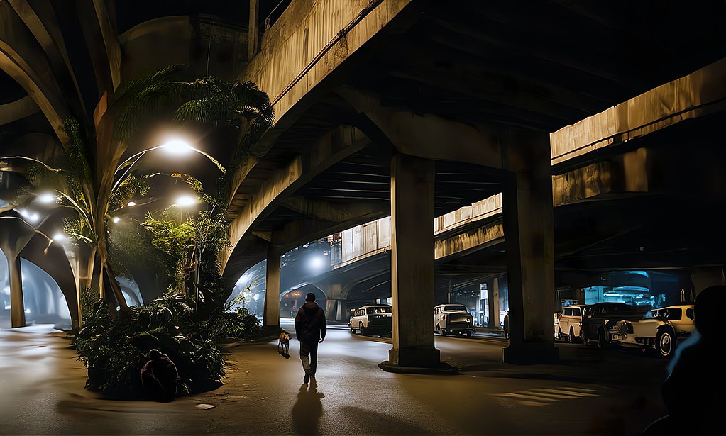 Night Walking Under the Bridge