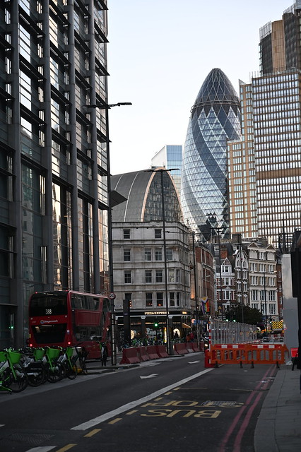 DSC_4444 City of London Bishopsgate Looking South towards The Gherkin formally 30 St Mary Axe and other Skyscraper Towers