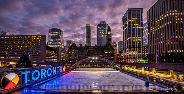 Nathan Phillips Square in Toronto at Sunrise