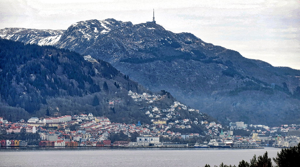 Bergen - the city and Mt. Ulriken from Askøy