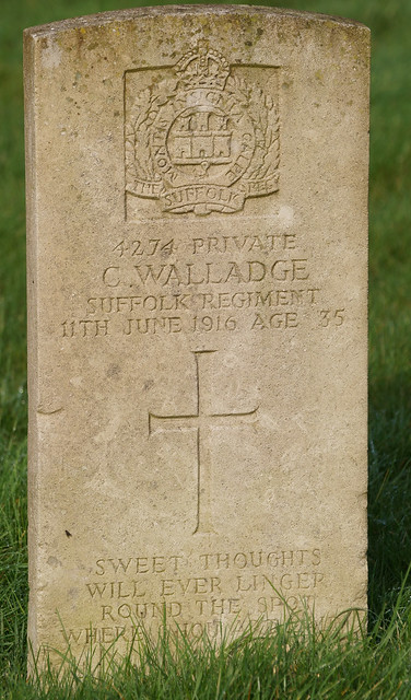 C. Wallade, Suffolk Regiment, 1916, War Grave, Aylesbury