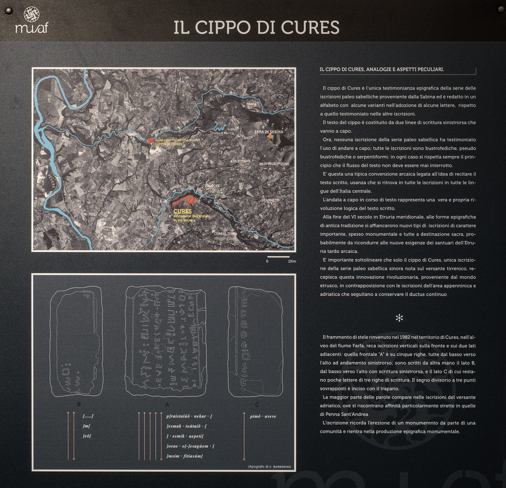 Cures cippus (Cippo di Cures), 7: info panel
