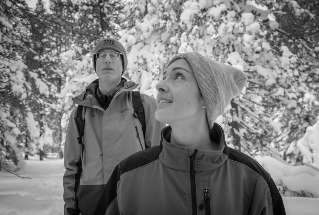 Zyg and Leah, Snowshoeing to Chickadee Ridge