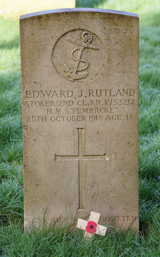 E.J. Rutland, Royal Navy, 1918, War Grave, Aylesbury