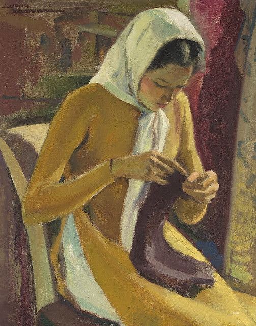 Luong Xuan Nhi  (1914 - 2006) - Jeune femme au tricot