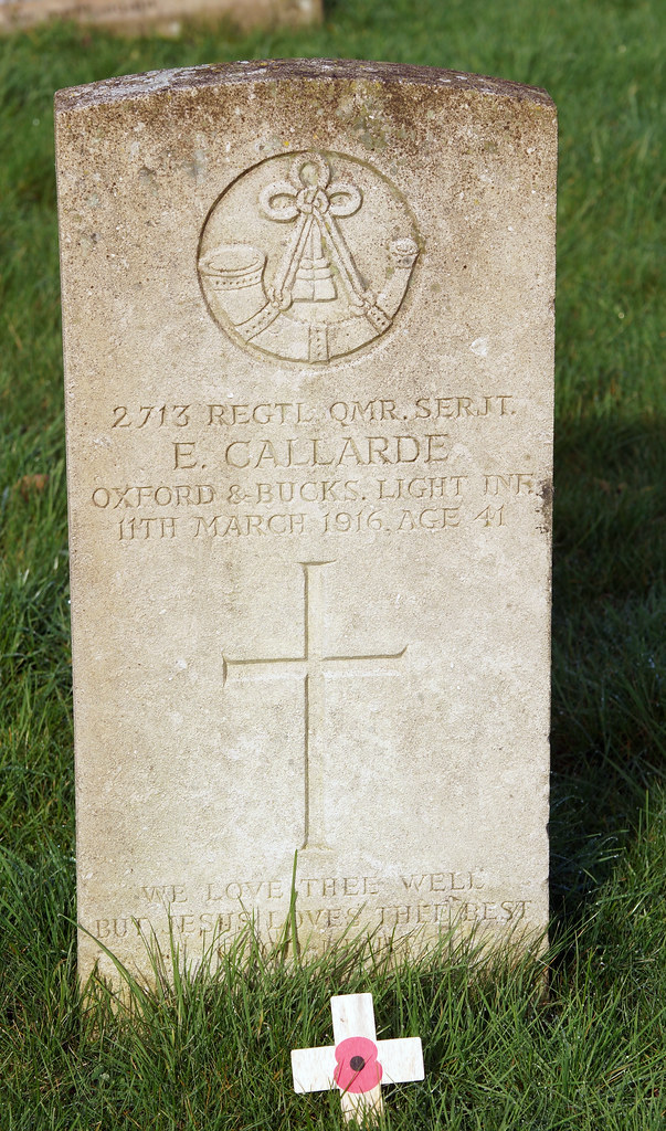 E. Callarde, Oxford & Bucks Light Infantry, 1916, War Grave, Aylesbury