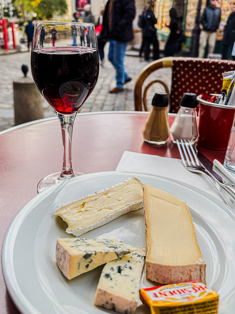 Enjoying Parisian Cafe Culture Red Wine Cheese Le Consulat