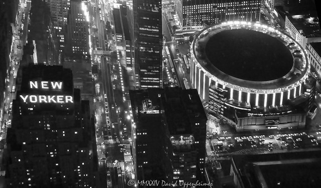 The New Yorker Hotel and Madison Square Garden in Midtown Manhattan Aerial View