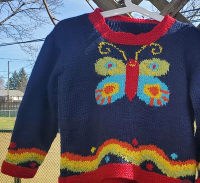 Cecilia (@adventuremonkey6) finished this Butterfly Sweater by Zoë Mellor using Berroco Vintage.