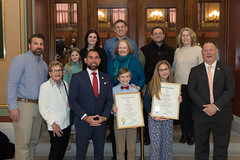 State Rep. Craig Fishbein and State Senator Paul Cicarella met with Wallingford inventors Olivia Soto and Bo Ballough, who participated in a town-wide invention convention and advanced to the state finals in March of 2023.
 
Olivia, a 5th-grade student at Pond Hill Elementary School invented the &quot;Remarkerble 4.0,&quot; a refillable marker. Her product helps the environment while saving the buyer money. Designed with an end cap loop so it can be removed, and a new ink tube can be inserted.  The ink tubes would be sold individually.

Bo, a 5th-grade student at Rock Hill Elementary School, invented the &quot;Density Alert,&quot; to help measure snow density to help people avoid moving &quot;Heart Attack Snow.&quot;  Bo has a passion for weather and created the Density Alert by filling a mason jar with snow before placing it into a jug of water to see how the jar reacted. Depending on whether the jar floats, stays in the middle, or sinks, you can ascertain if it's safe to shovel or if you should get help. 

The state judges were impressed with their achievements, and they were selected for the National Invention Convention and scheduled to present at the Annual Raytheon Technologies Invention Convention U.S. Nationals at The Henry Ford in Dearborn, Michigan in June 2024.