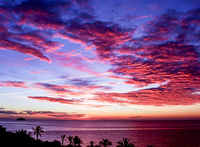 Crimson daybreak over the Mediterranean