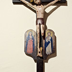 46-45 Good Friday For a given value of good. Photo-a-day Lent Calendar, 2024, for A Hobbling A Day. Meditating on the crucifixion with a 19th century crucifix.

Artist Jose de Garcia Gonzales, New Mexico, 1835-1901
Crucifix, Wood, Gesso, Paint, Leather, 19th Century
