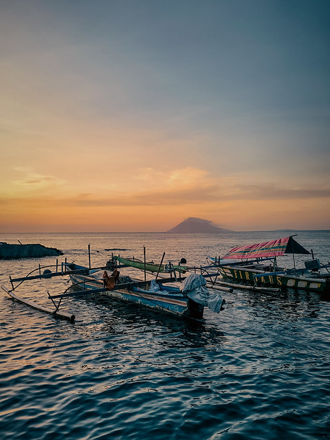 Two boats and old volcano