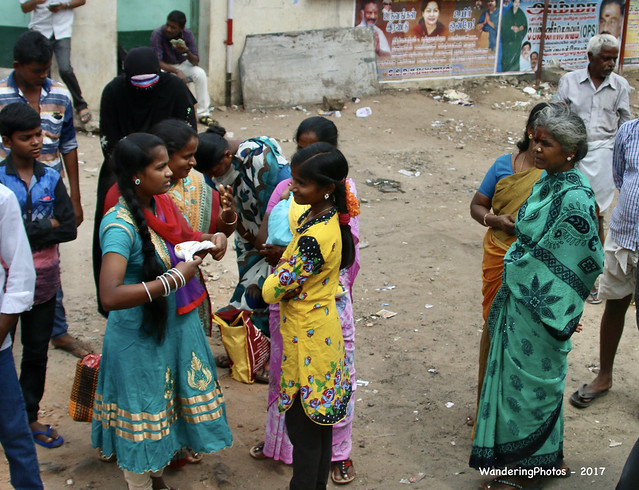 Local ladies wearing colourful saris - Kanchipuram Tamil Nadu India
