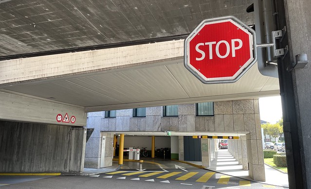 Parking Garage and Stop Sign (Vaduz, Liechtenstein)
