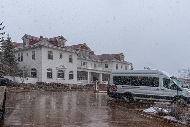 Snowfall at Stanley Hotel at Rocky Mountain National Park
