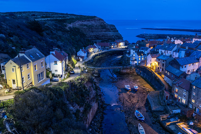 Beautiful Blue Hour View of Staithes in North Yorkshire