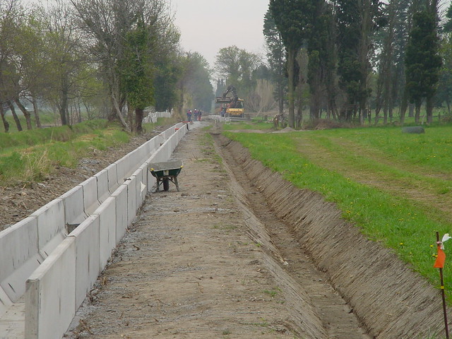Constructing a concrete canal, Crau region, south of France