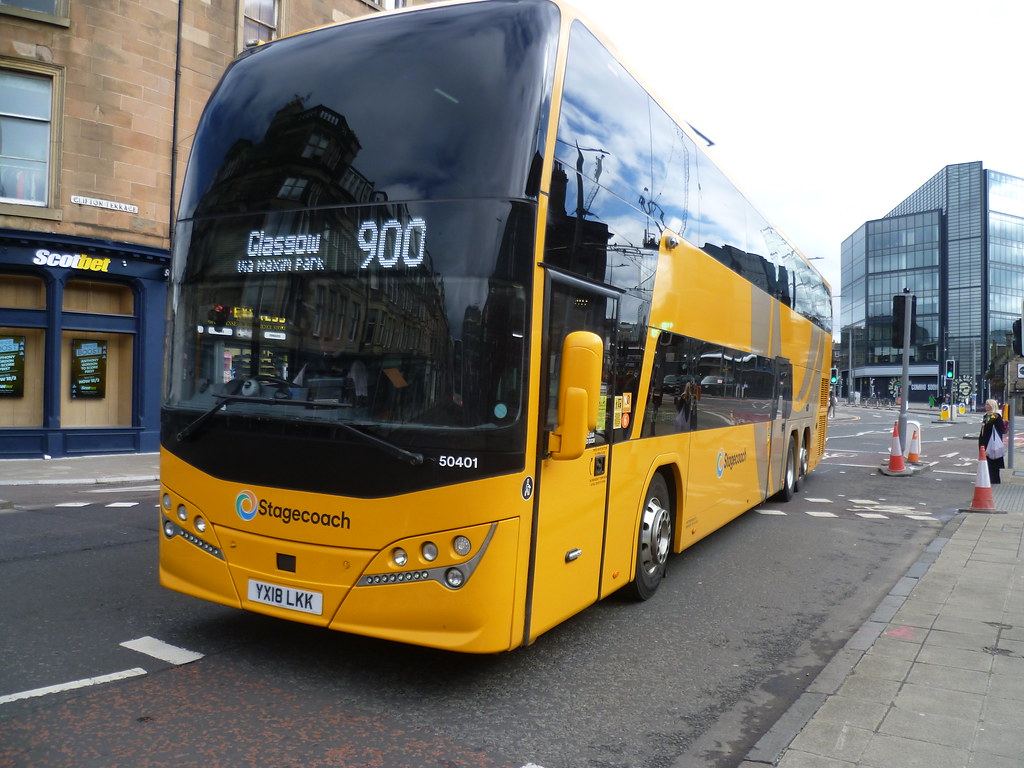 Stagecoach West Scotland 50401 arrives at Haymarket Station, Edinburgh.