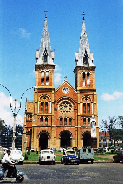 Immaculate Conception Cathedral Basilica ( Vương cung thánh đường), John F, Kennedy Square, Ho Chi Minh City/Saigon, Vietnam, October 1969