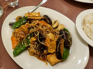 Mushrooms, Tofu, and Snow Peas at Mouther Chu's